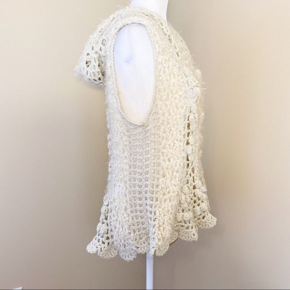 Cecico Crochet Knit Sleeveless Sweater w/Hood -M/L - Picture 2 of 9